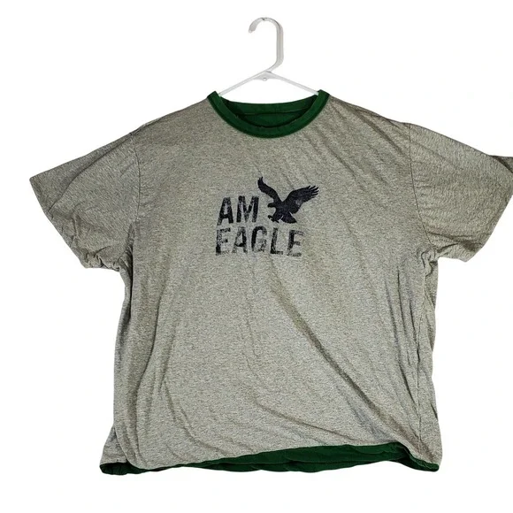 American Eagle Outfitters reversible Graphic T Shirt Mens Green Short Sleeve - Picture 2 of 10